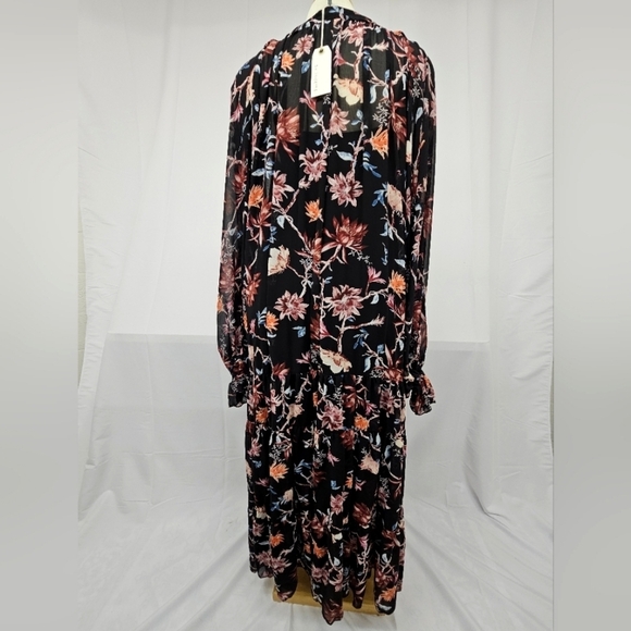 By Together Floral Semi Sheer Drop Waist Maxi Dress in Black Size L NWT - Picture 2 of 9